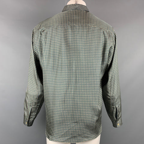 GIORGIO ARMANI Size M Green & Beige Plaid Silk Button Up Long Sleeve Shirt