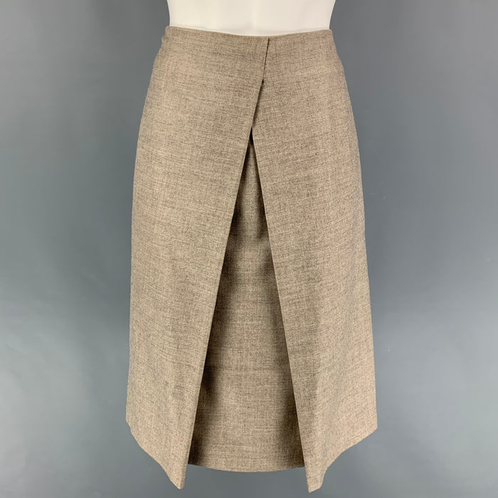 HERMES Size 4 Taupe Cashmere A-Line Skirt
