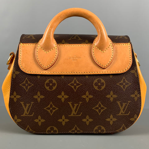 LOUIS VUITTON Brown Beige Monogram Leather Cross Body Handbag