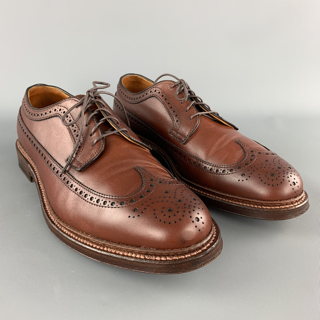 ALDEN Size 10.5 Brown Leather Wing Lace Up Brogues
