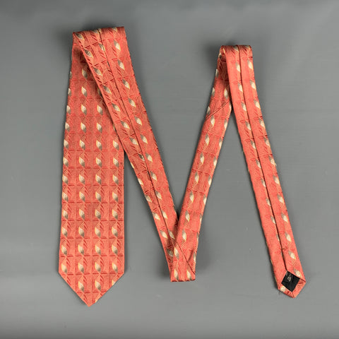 ERMENEGILDO ZEGNA Cravate En Soie Jacquard Corail &amp; Crème