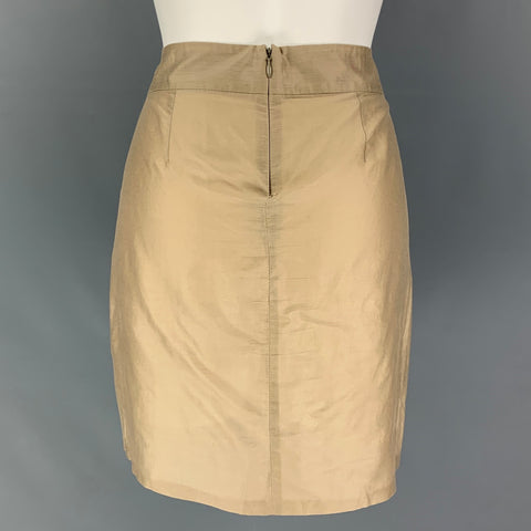 STELLA McCARTNEY Size 6 Khaki Cotton Silk Pleated Above Knee Skirt