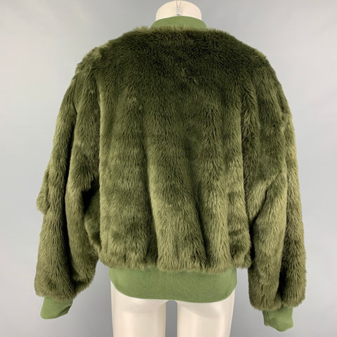 LANDLORD Size M Olive Textured Acrylic Polyester Zip Up Jacket
