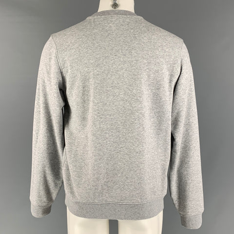 LACOSTE Size M Grey Green Alligator Cotton Crew-Neck Sweatshirt