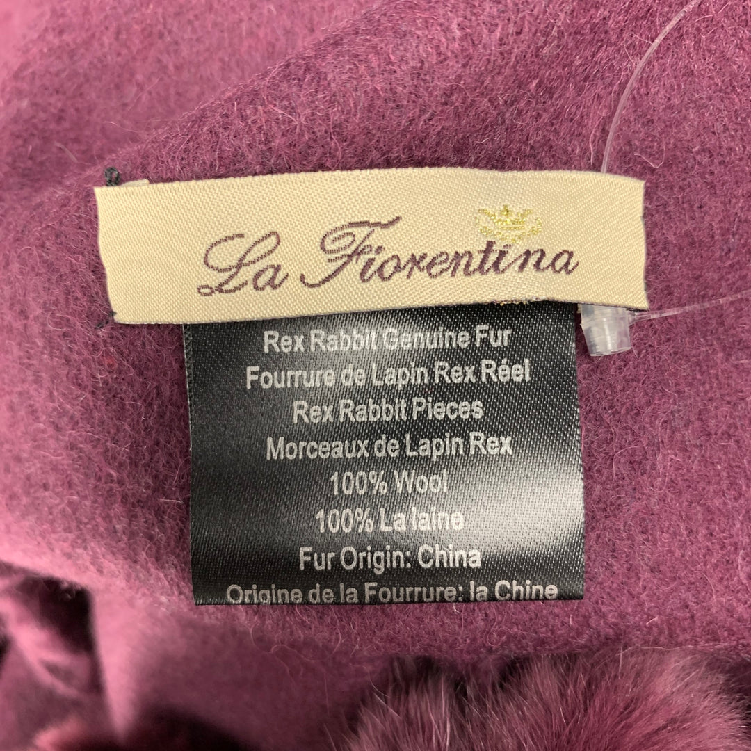 LA FIORENTINA Burgundy Wool Fur Pom Pom Scarf