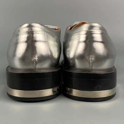 BARBARA BUI Size 7 Silver Leather Metallic Patent Leather Shoes