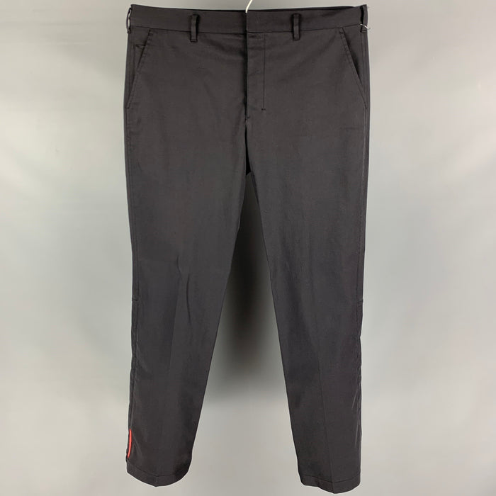 PRADA Size 36 Black Cotton Blend Zip Fly Dress Pants