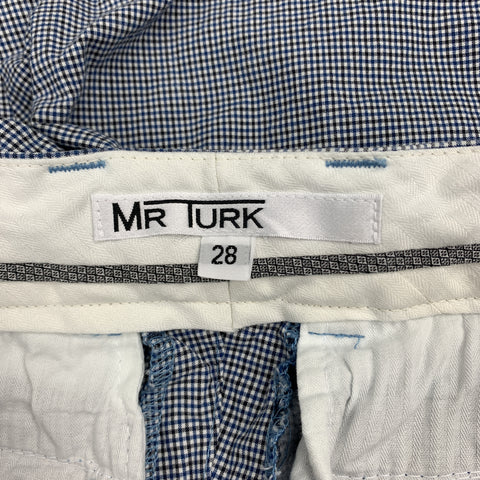 MR. TURK Size 28 Blue Checkered Cotton Zip Fly Shorts