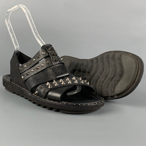DOLCE & GABBANA Size 10 Black Studded Leather Sandals