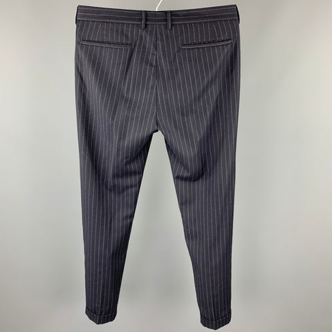 PAUL SMITH Size 32 Navy Pinstripe Wool Pleated Dress Pants