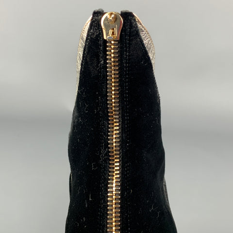 CHARLOTTE OLYMPIA Taille 7 Bottes Galactica en cuir argenté velours noir