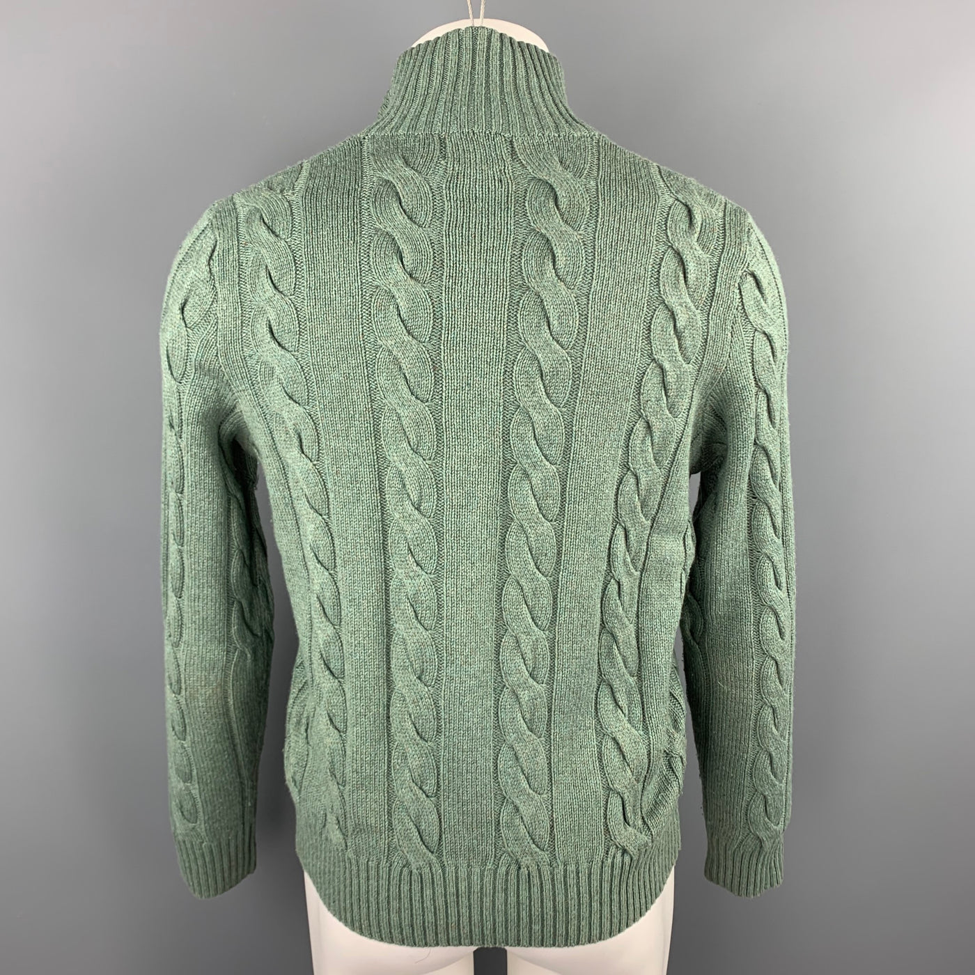 POLO by RALPH LAUREN Size S Olive Cable Knit Silk / Cashmere Mock Turtleneck Sweater