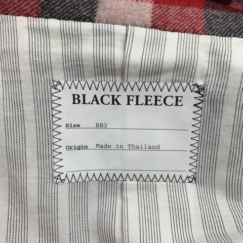 BLACK FLEECE Size 42 Red & Grey Plaid Wool Notch Lapel Shorts Suit