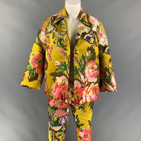 DRIES VAN NOTEN x CHRISTIAN LACROIX SS 20 Size 4 Multi-Color Floral Jacquard Polyester Blend Pants Suit