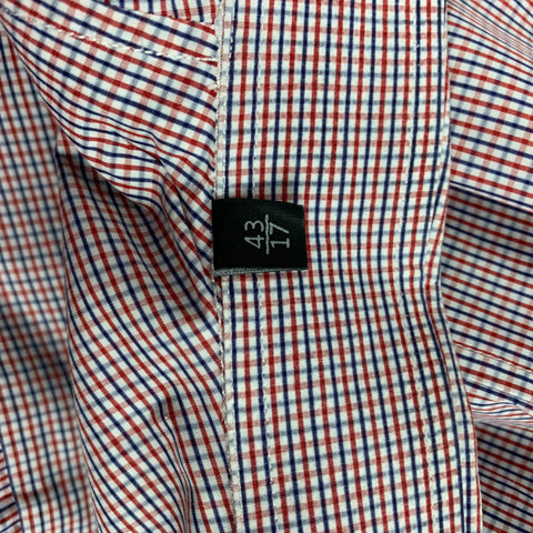 GUCCI Size XL Red & White Checkered Poplin Slim Fit Long Sleeve Shirt