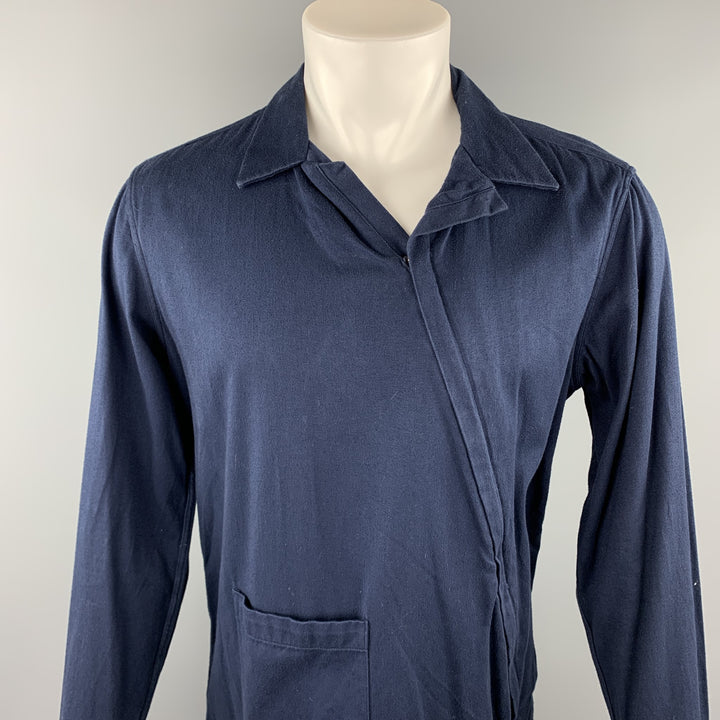 GANT RUGGER Size M Navy Cotton Asymmetrical Zip Up Long Sleeve Shirt