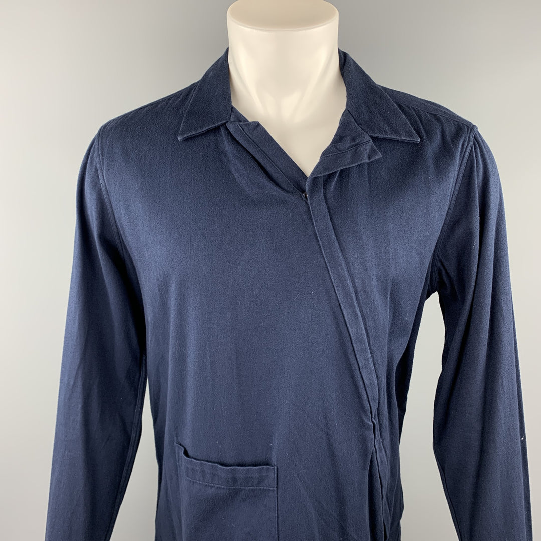 GANT RUGGER Taille M Chemise à manches longues asymétrique en coton bleu marine
