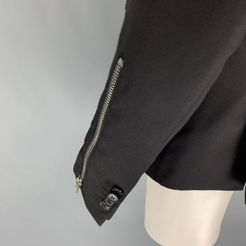 GIVENCHY Size 40 Black Wool / Polyamide Notch Lapel Sport Coat