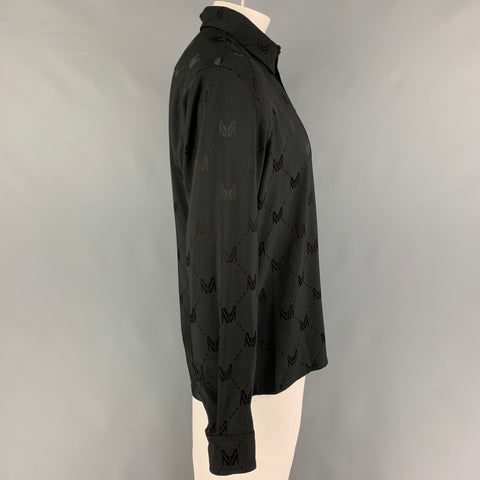 MARCELL VON BERLIN Size L Black Pattern Viscose Blend Long Sleeve Shirt
