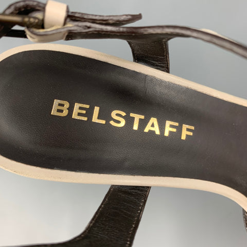 BELSTAFF Sandales à plateforme en cuir osseux taille 8 avec bride en T