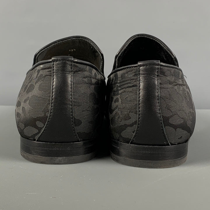 JIMMY CHOO Size 10.5 Black Animal Print Leather Slip On Loafers
