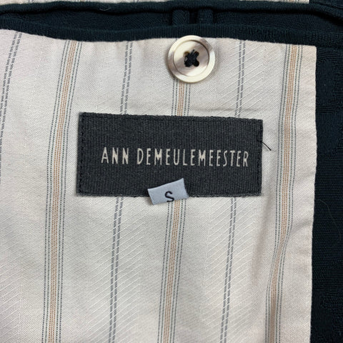 ANN DEMEULEMEESTER Size S Black Jacquard Cotton Notch Lapel Sport Coat