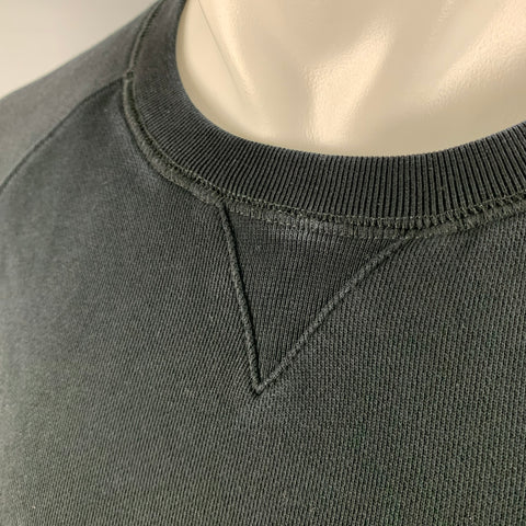 MAISON KITSUNE Size M Black White Graphic Cotton Crew-Neck Sweatshirt