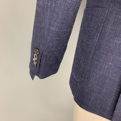 CHESTER BARRIE Size 38 Navy Wool Blend Double Breasted Sport Coat