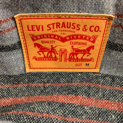 LEVI'S Size M Blue Indigo Damask Denim Trucker Jacket