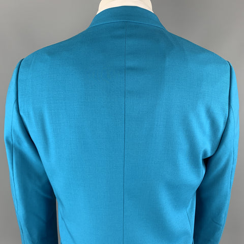 PAUL SMITH Size 40 Aqua Wool Notch Lapel Two Buttons Sport Coat