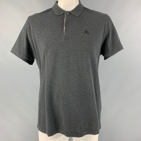 BURBERRY BRIT Polo de algodón liso gris oscuro talla XXL
