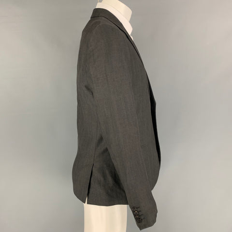 CALVIN KLEIN COLLECTION Size 38 Charcoal Wool Linen Sport Coat