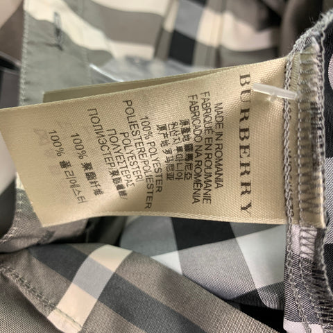 BURBERRY LONDON Size 4 Grey & Black Cream Polyester Plaid Long Sleeve Casual Top