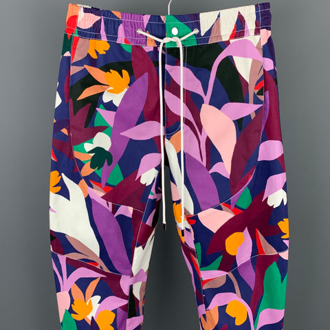 PRABAL GURUNG Size 30 Multi-Color Painted Cotton Zip Up Dress Pants