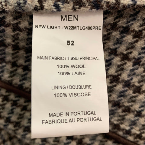 OFFICINE GENERALE Size 42 Brown Cream Houndstooth Wool Sport Coat