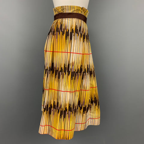 ROZAE NICHOLS Taille L Jupe à rayures en coton jaune marron