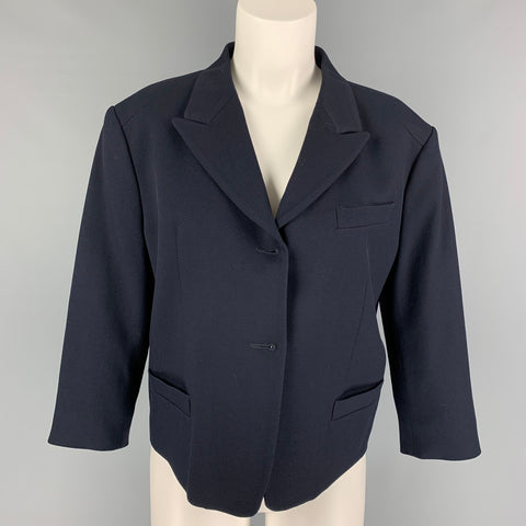 DRIES VAN NOTEN Taille 8 Veste à revers en laine mélangée marine
