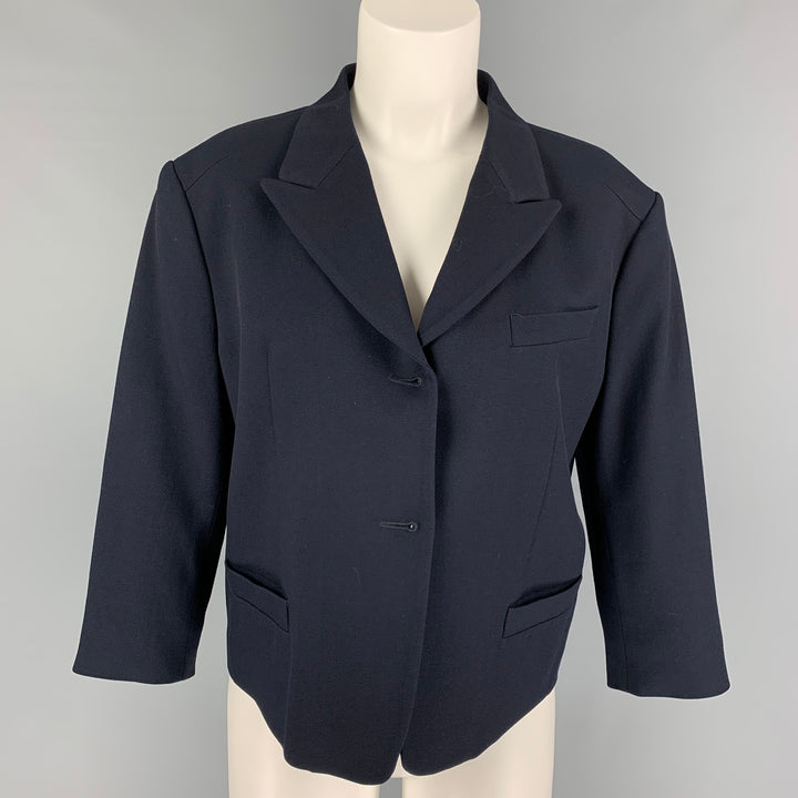 DRIES VAN NOTEN Size 8 Navy Wool Blend Peak Lapel Jacket