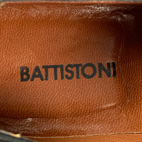 BATTISTONI Size 10.5 Black Leather Lace Up Shoes