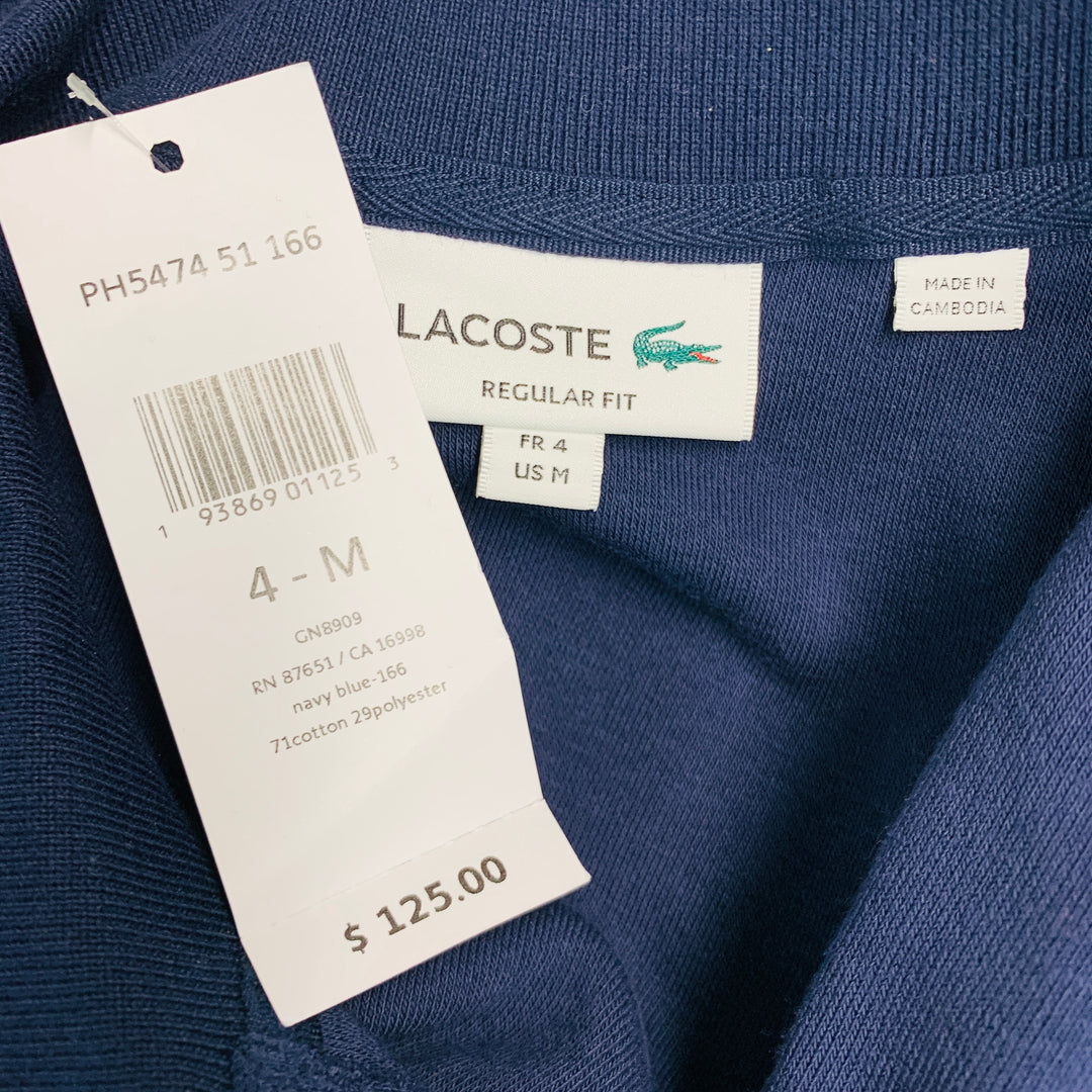 LACOSTE Size M Navy Terry Cloth Cotton Polyester Polo