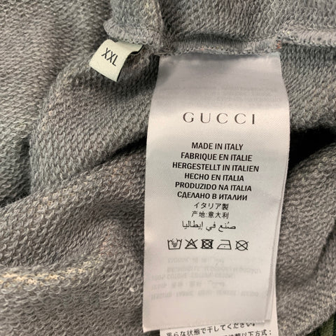 GUCCI Size XXL Green Multi-Color Print Cotton Hoodie Sweatshirt