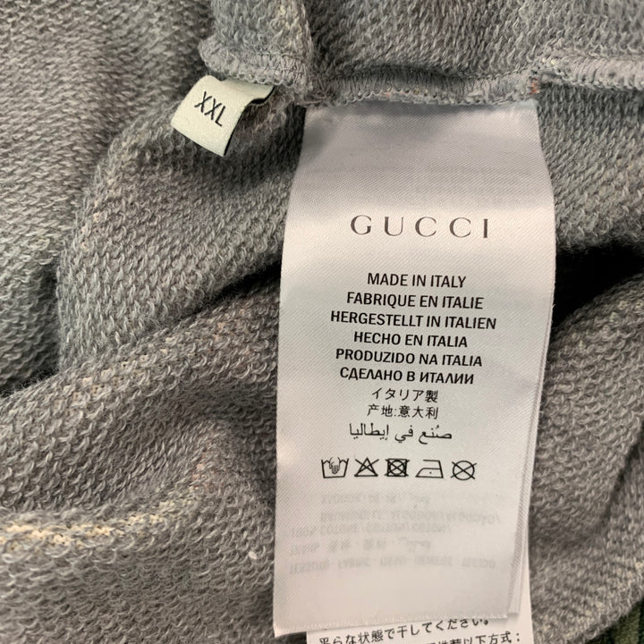 GUCCI Size XXL Green Multi-Color Print Cotton Hoodie Sweatshirt