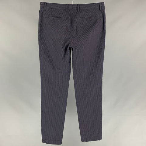 BURBERRY PRORSUM Size 32 Navy Blue Stripe Cotton Casual Pants