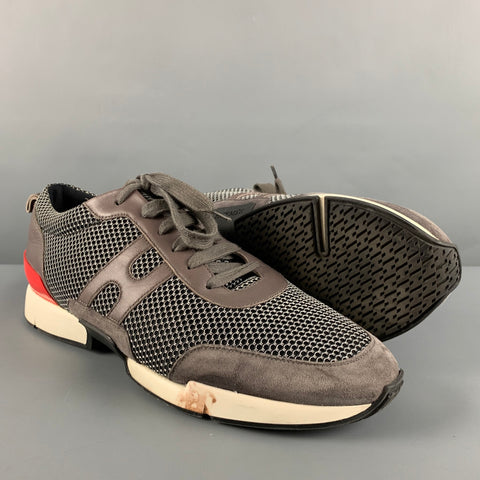 HERMES Size 11 Grey Taupe Mixed Materials Mesh Sneakers