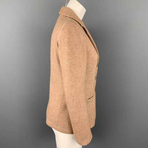GIORGIO ARMANI Talla 0 Chaqueta abotonada con solapa de muesca en mezcla de cachemir texturizada color topo