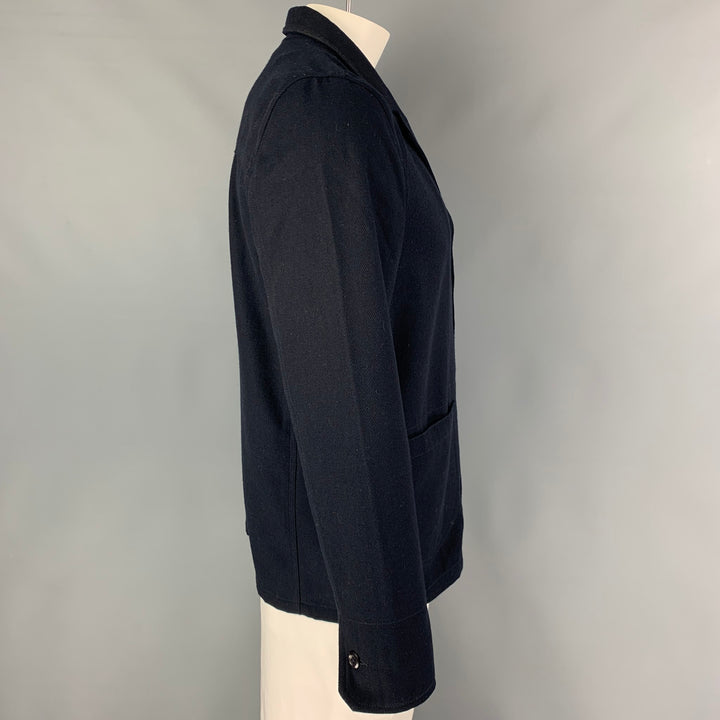 Vintage CARHARTT Size L Navy Twill Wool Polyester Single Breasted Jacket