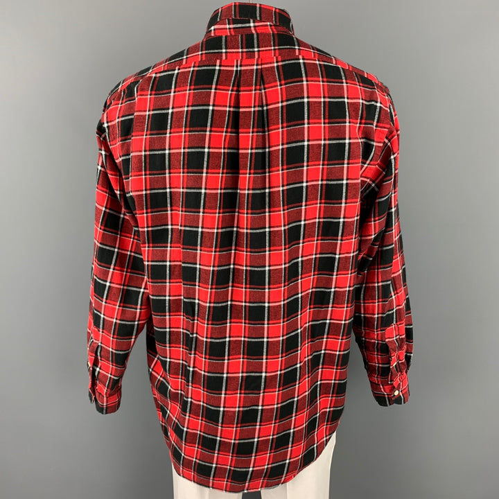 RALPH LAUREN Size L Red & Black Plaid Cotton Button Down Long Sleeve Shirt