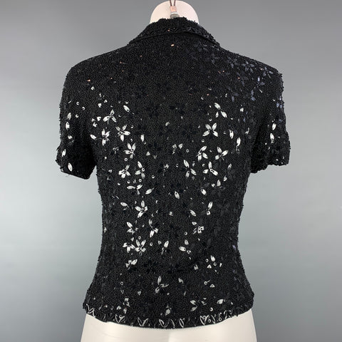 ESCADA COUTURE Size 4 Black Beaded Silk Dress Top