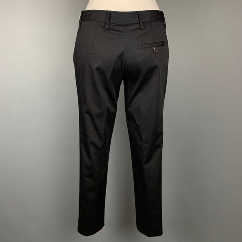 MIU MIU Taille 2 Pantalon habillé en coton mélangé noir à jambe étroite