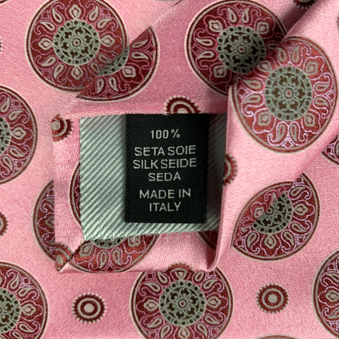ERMENEGILDO ZEGNA Pink White Circles Silk Tie